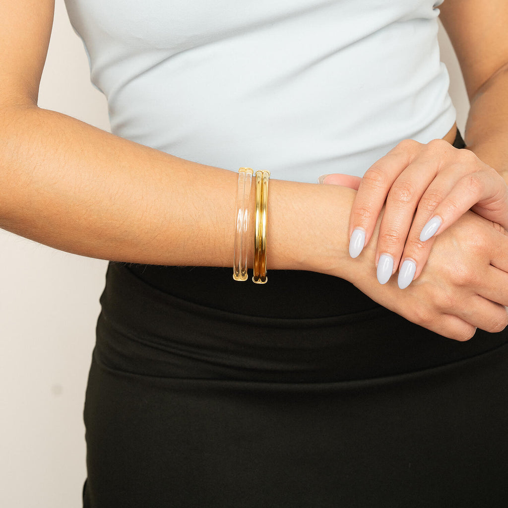 Ridge Lucite Hinge Bangle See size chart under “more details”