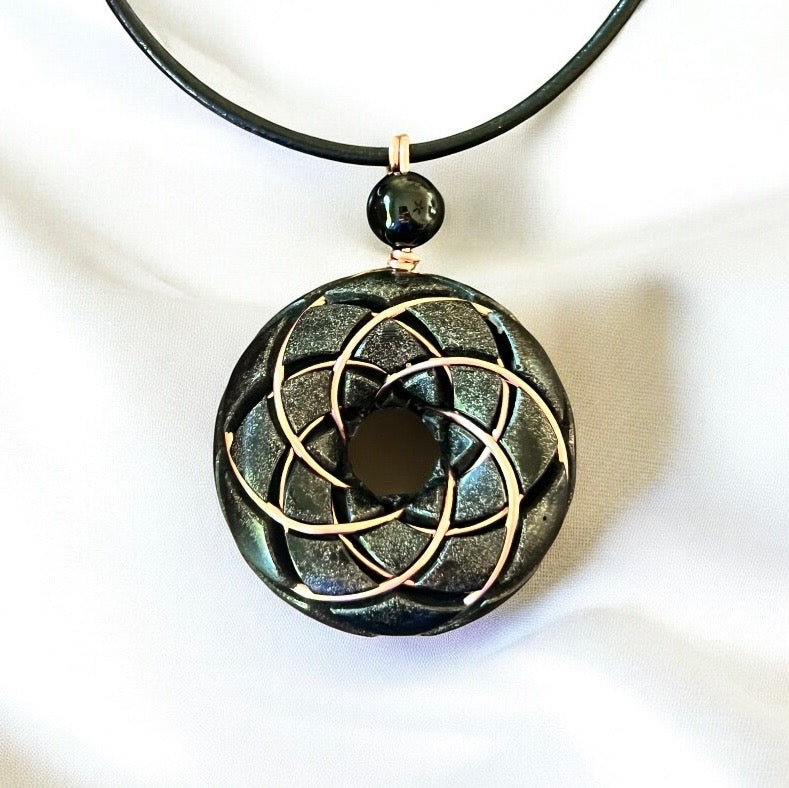 Torus Vortex Pendant-Shungite orgonite Rodin coil necklace See size chart under “more details”