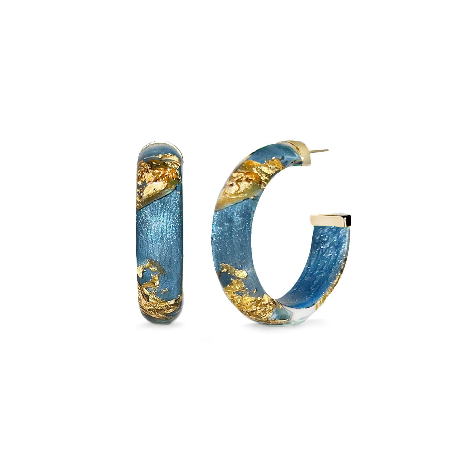 Small Gold Leaf Lucite Hoop Earrings