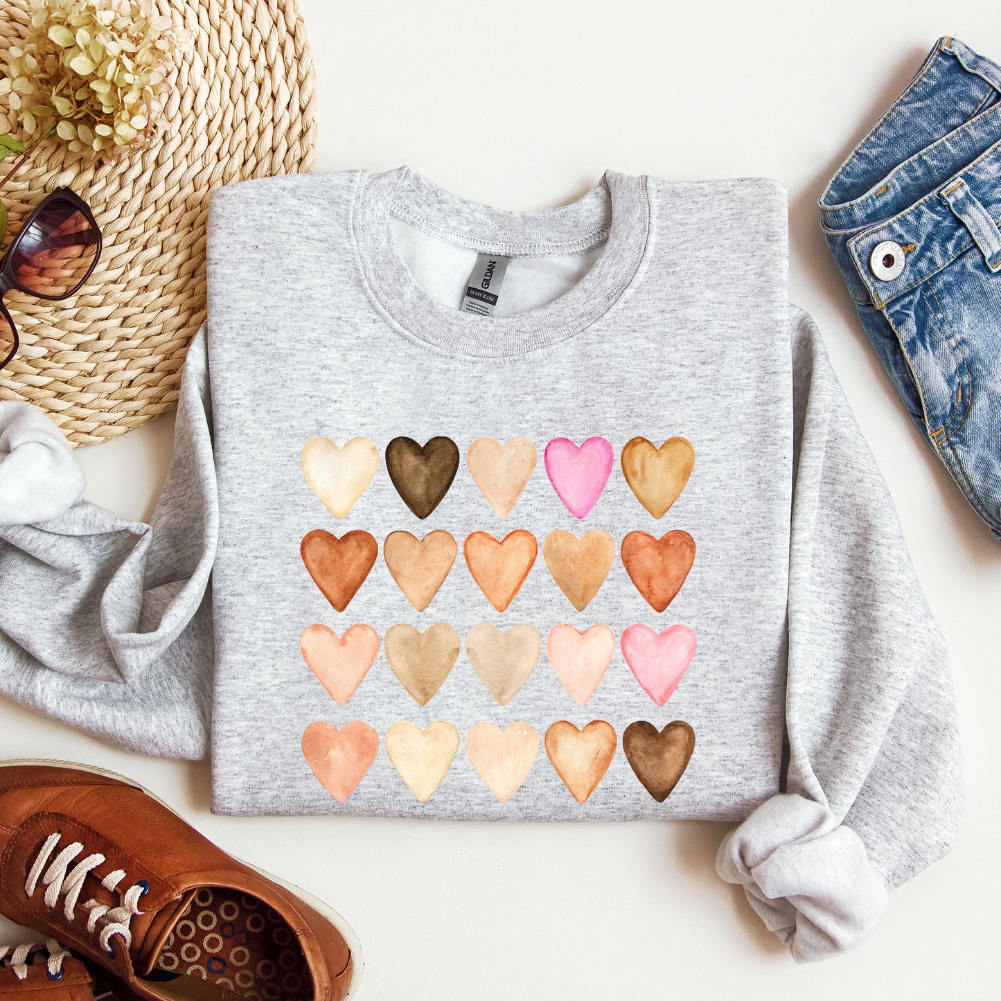 Skin Tone Hearts, Multicultural, Sweatshirt, Valentine's Day
