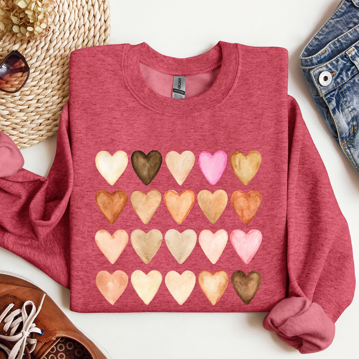 Skin Tone Hearts, Multicultural, Sweatshirt, Valentine's Day