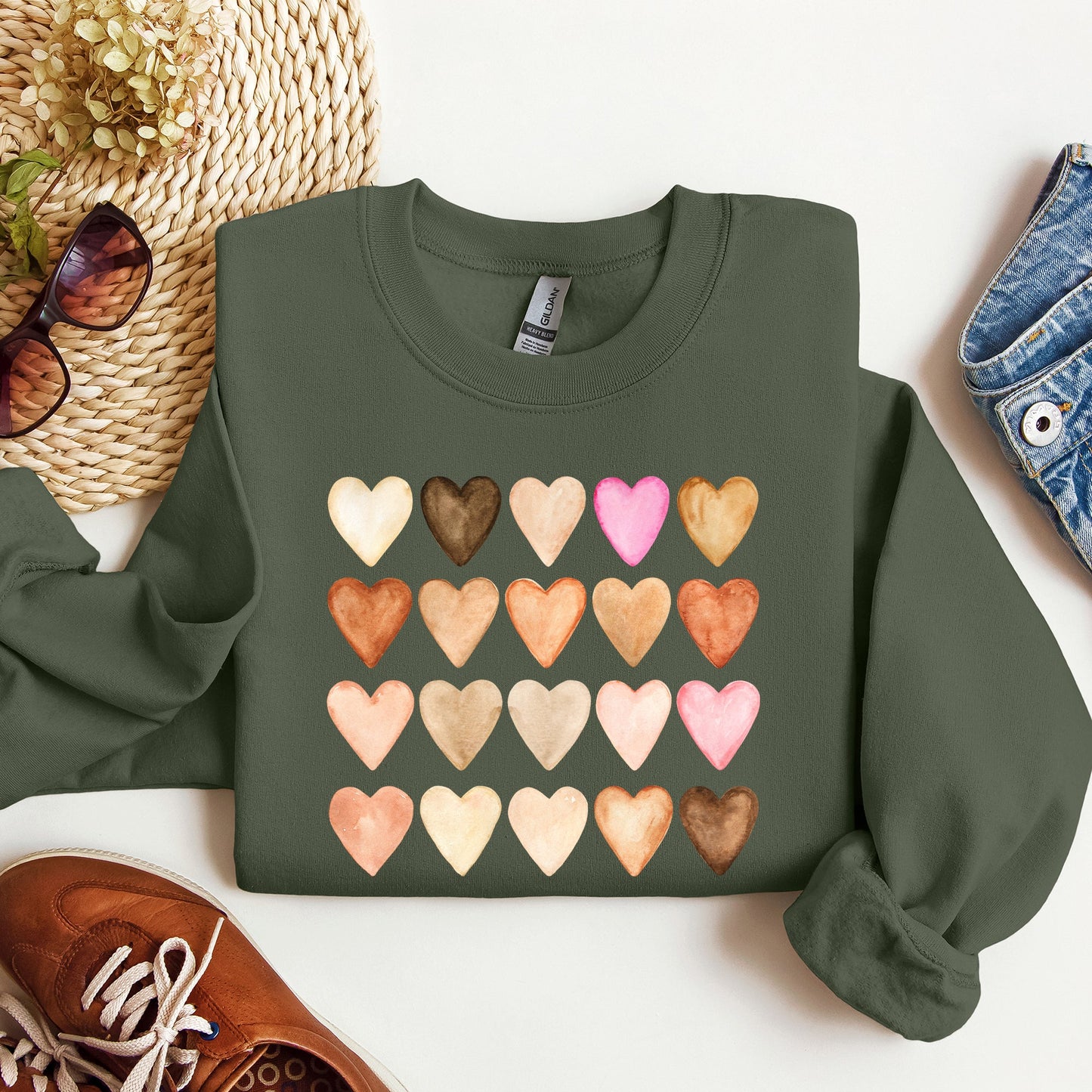 Skin Tone Hearts, Multicultural, Sweatshirt, Valentine's Day