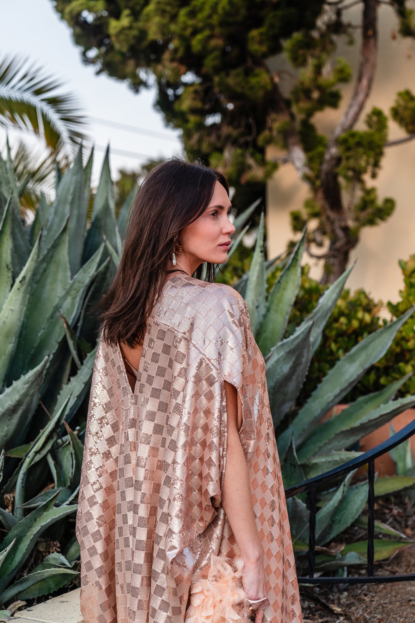 The Muse Sequin Caftan in Gold