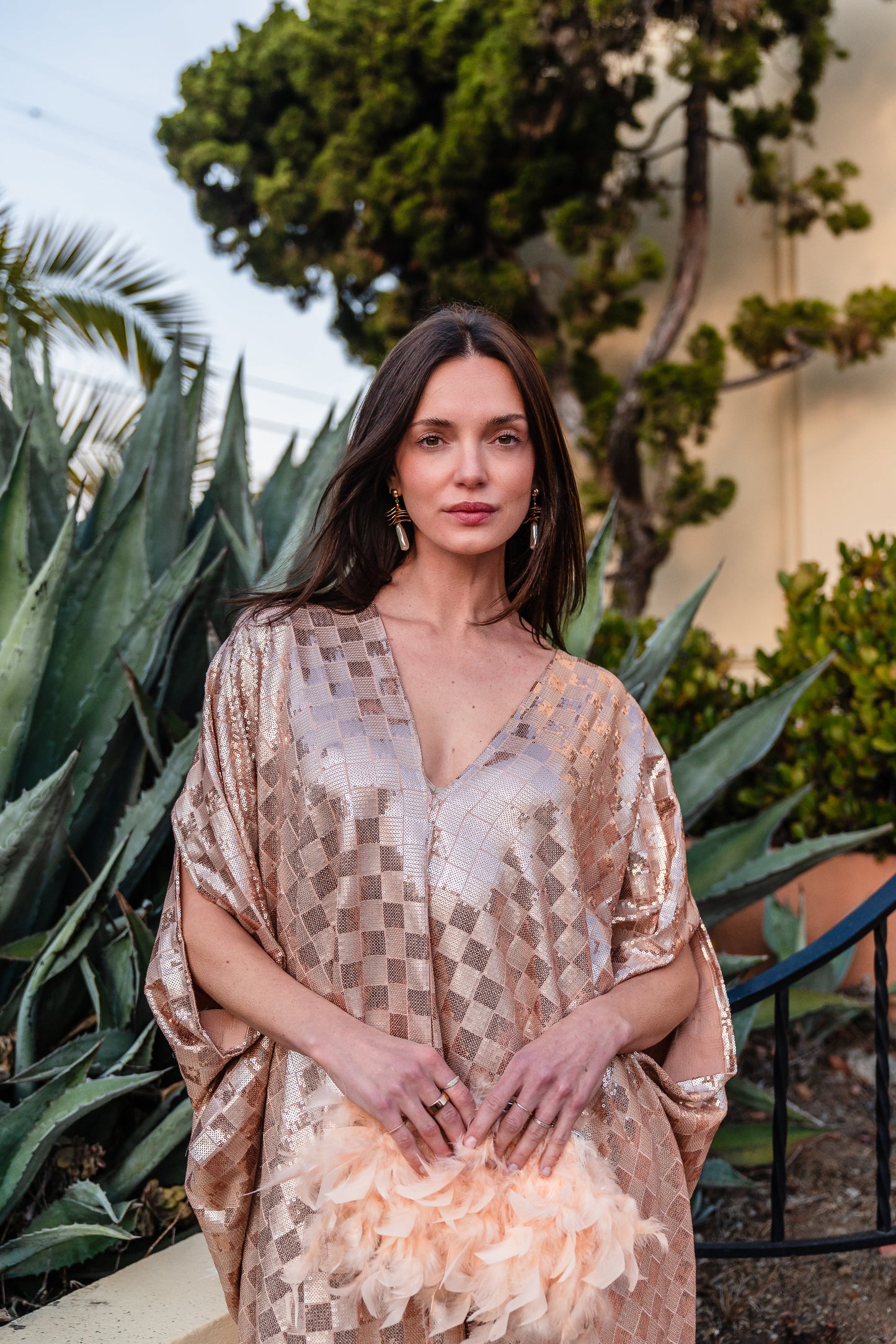 The Muse Sequin Caftan in Gold