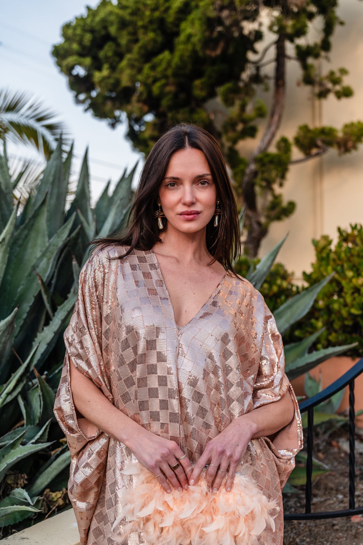 The Muse Sequin Caftan in Gold