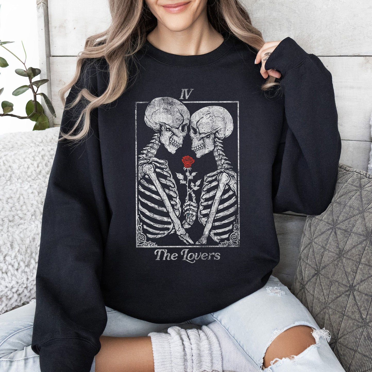 The Lovers Tarot, Skeletons, Mystical, Magic, Sweatshirt, Valentine's Day