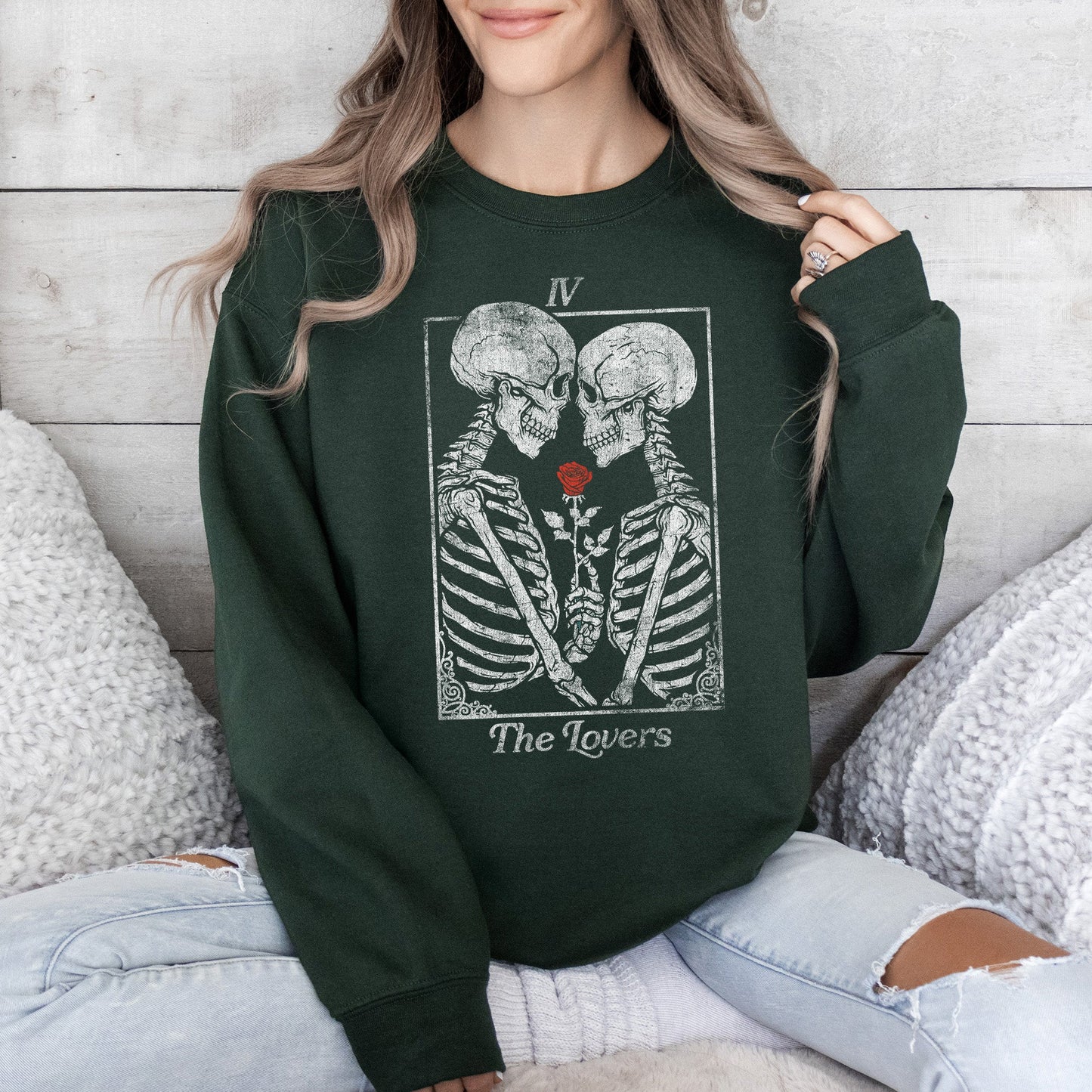 The Lovers Tarot, Skeletons, Mystical, Magic, Sweatshirt, Valentine's Day