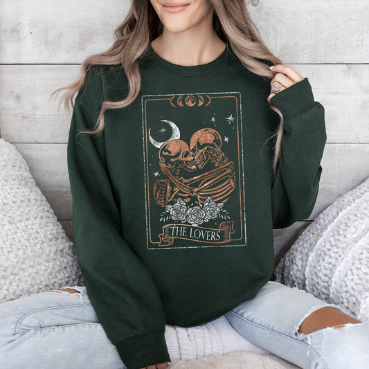 The Lovers Tarot, Moon, Skeletons, Mystical, Magic, Sweatshirt, Valentine's Day