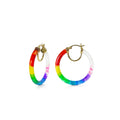 PRIDE Rainbow Tie Dye Lucite Thin Hoops See size chart under “more details”