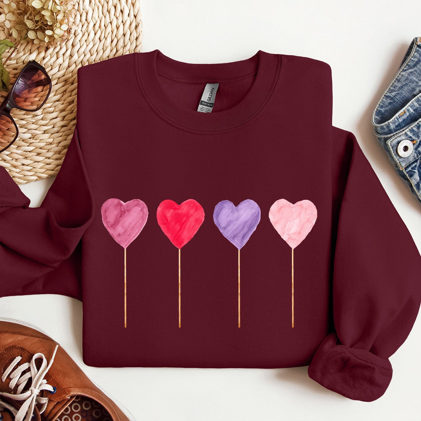 Watecolor Lollipops, Candy, Sweets, Suckers, Sweatshirt, Valentine's Day