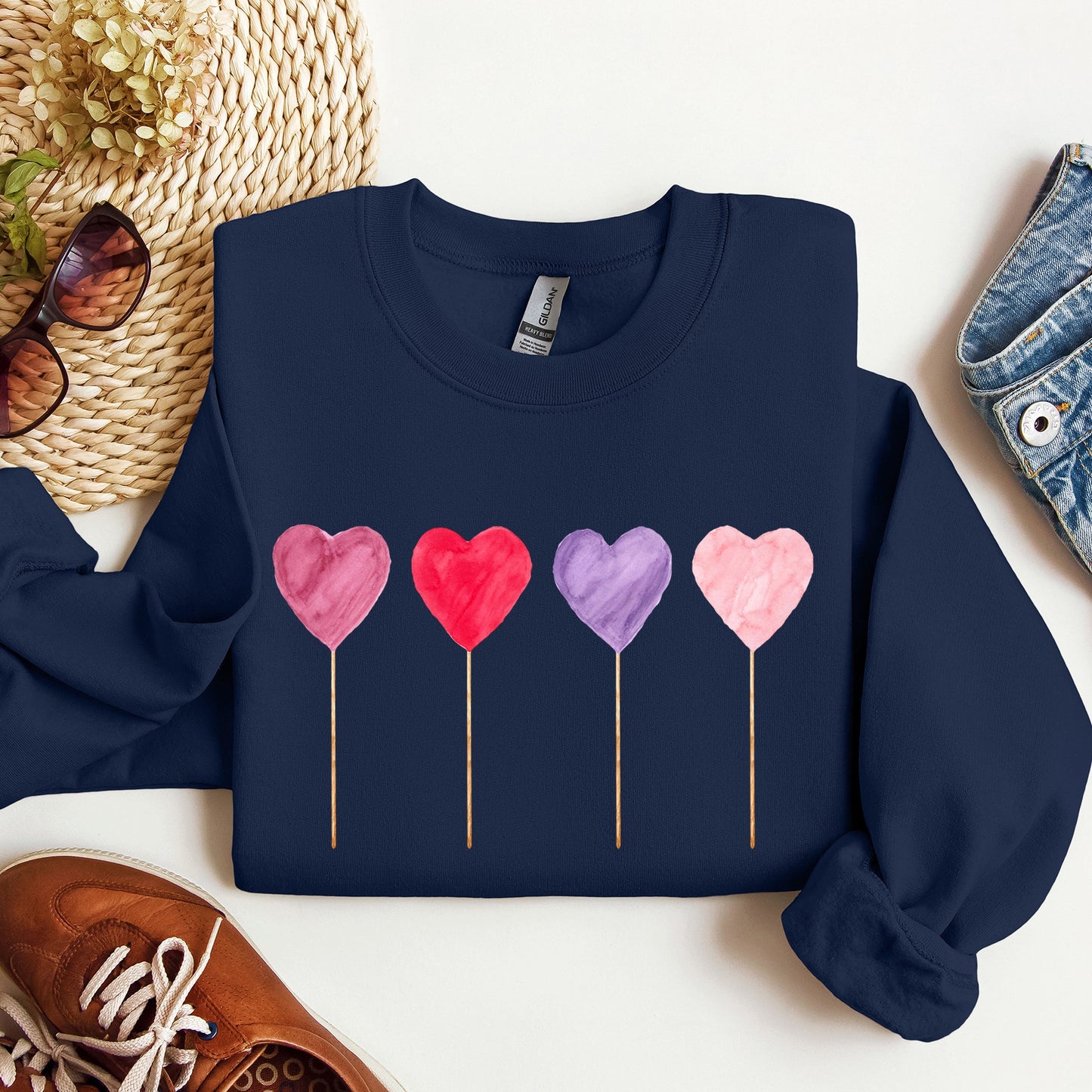 Watecolor Lollipops, Candy, Sweets, Suckers, Sweatshirt, Valentine's Day