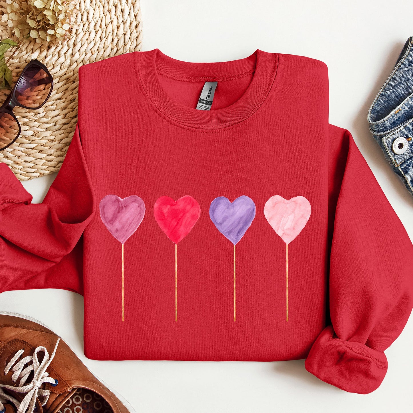 Watecolor Lollipops, Candy, Sweets, Suckers, Sweatshirt, Valentine's Day
