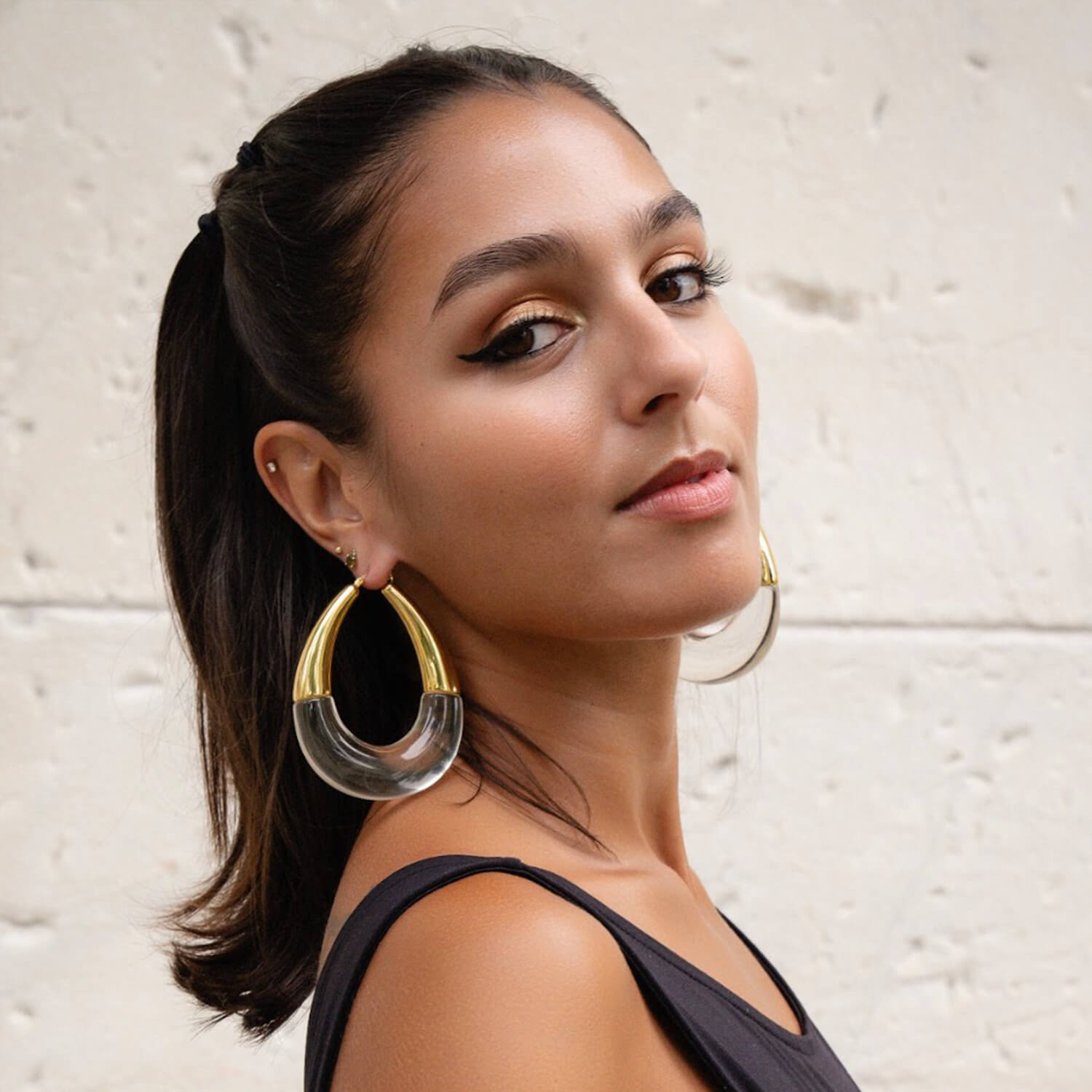 XL Clear Chunky Bucket Hoop Earrings