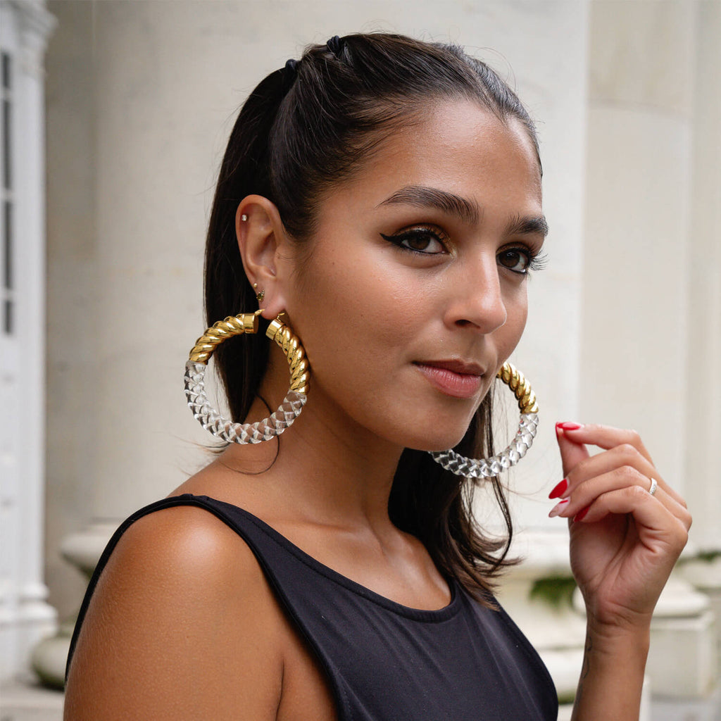 XL Clear Chunky Rope Hoop Earrings See size chart under “more details”