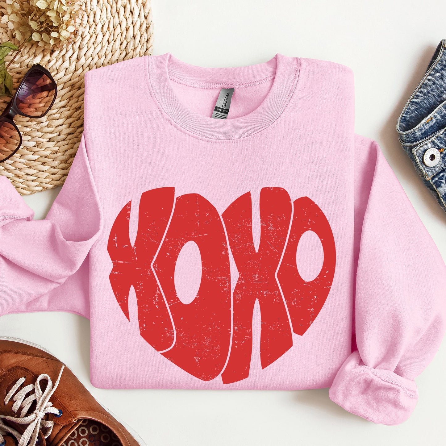 Retro XOXO Heart, Vintage, Sweatshirt, Valentine's Day