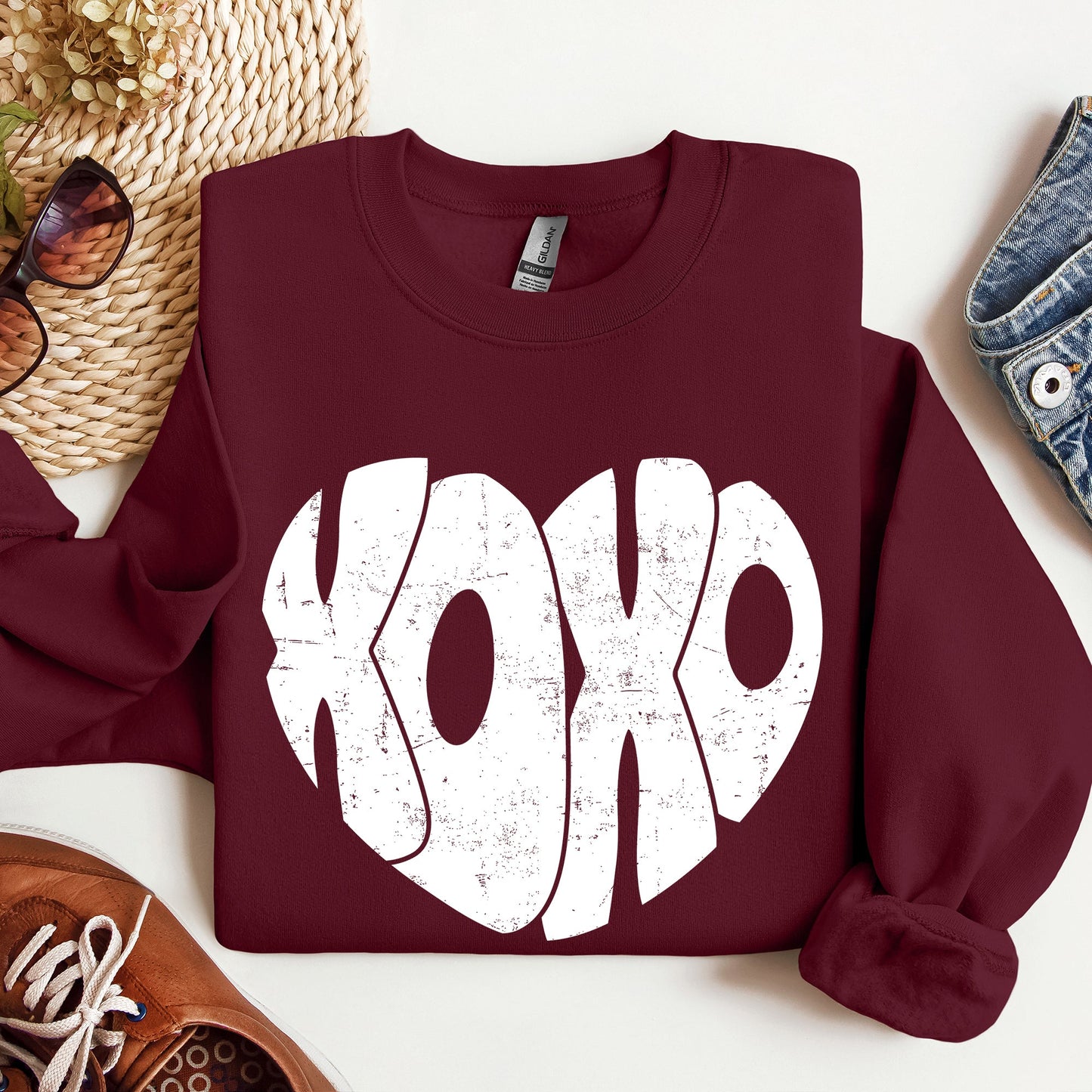 Retro XOXO Heart, Vintage, Sweatshirt, Valentine's Day