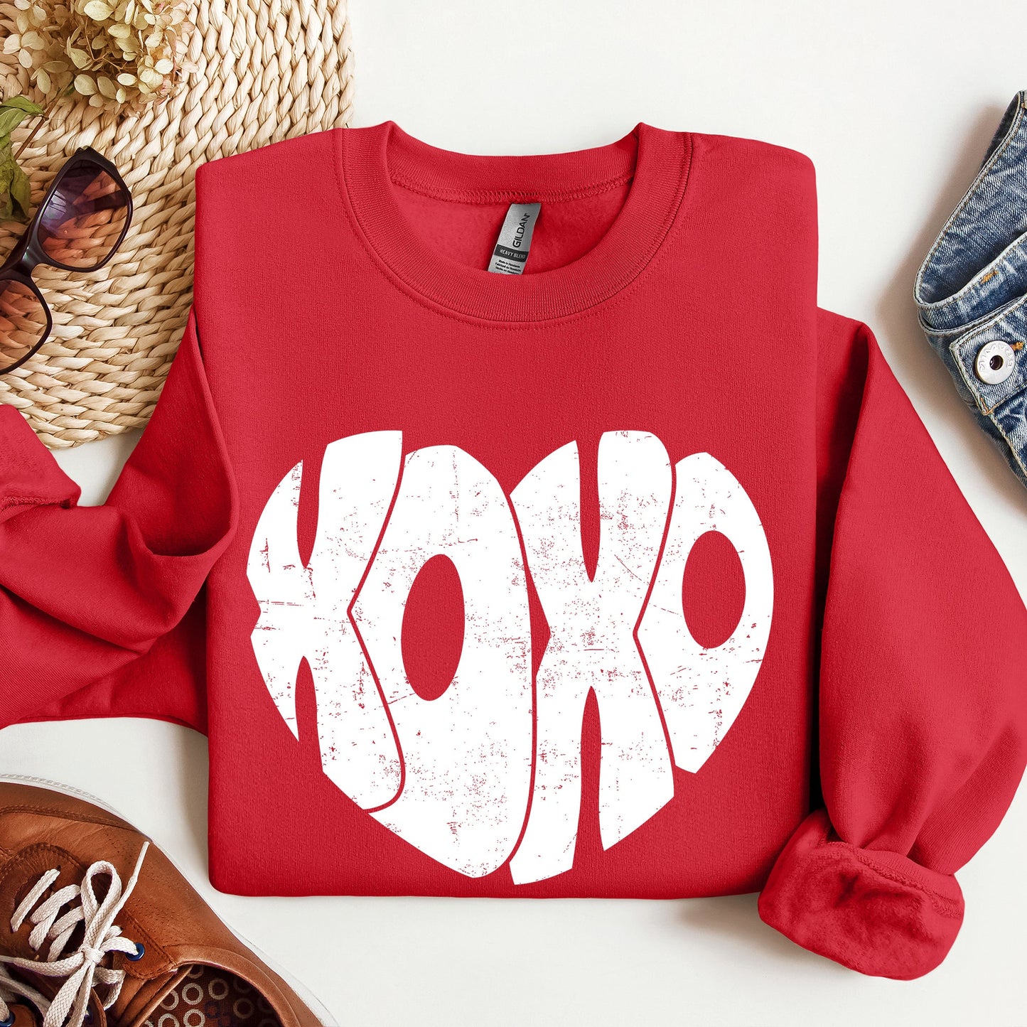 Retro XOXO Heart, Vintage, Sweatshirt, Valentine's Day